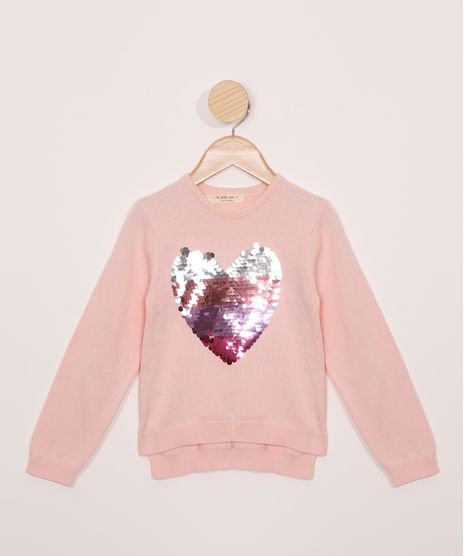 Sueter-Infantil-de-Trico-com-Coracao-de-Paete-Dupla-Face-Rosa-9972137-Rosa_1