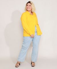 Camisa-de-Viscose-Plus-Size-com-Bolso-Manga-Longa-Mindset-Amarela-9991494-Amarelo_3