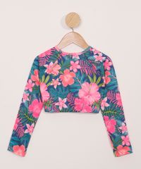 Blusa-de-Praia-Infantil-Cropped-Estampada-Floral-com-Protecao-UV50--Multicor-9976245-Multicor_2
