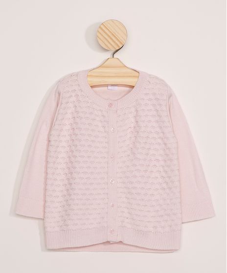 Cardigan-Infantil-de-Trico-Texturizado-Rosa-9979314-Rosa_1
