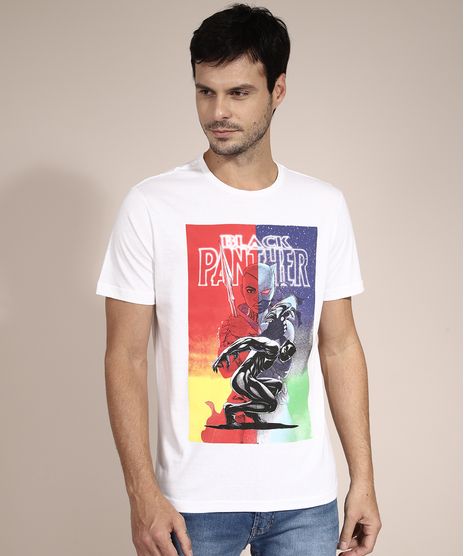 Camiseta-de-Algodao-Pantera-Negra-Manga-Curta-Gola-Careca-Branca-9982572-Branco_1