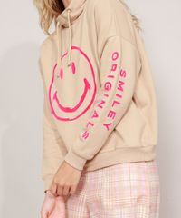 Blusao-de-Moletom-Smiley-com-Capuz-Kaki-9982637-Kaki_2