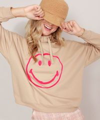Blusao-de-Moletom-Smiley-com-Capuz-Kaki-9982637-Kaki_5