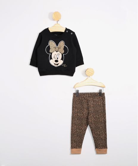 Conjunto-Infantil-de-Moletom-Blusao-Minnie-Preto---Calca-Jogger-Estampada-Animal-Print-de-Onca-Bege-9979683-Bege_1