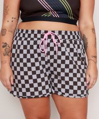 Short-Running-Plus-Size-Esportivo-Ace-Estampado-Quadriculado--Preto-9987672-Preto_1