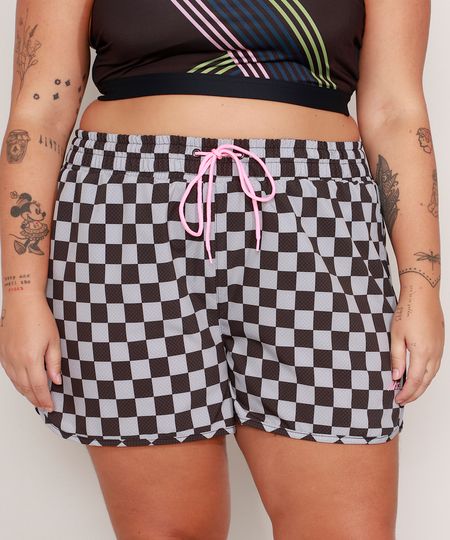 Short-Running-Plus-Size-Esportivo-Ace-Estampado-Quadriculado--Preto-9987672-Preto_1