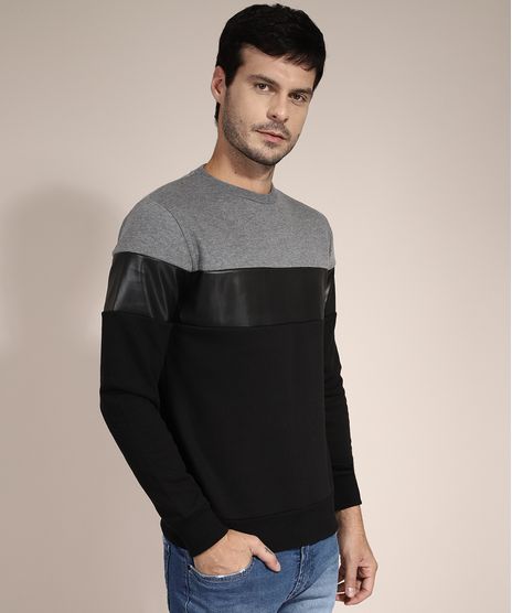 Blusao-de-Moletom-com-Recortes-Gola-Careca-Preto-9792401-Preto_1