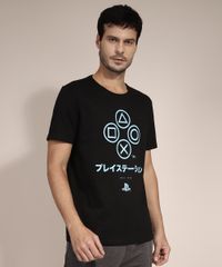 Camiseta-de-Algodao-PlayStation-Manga-Curta-Gola-Careca-Preta-9983302-Preto_1