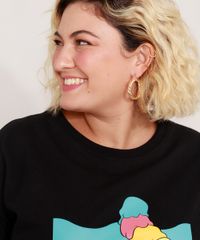 Camiseta-de-Algodao-Plus-Size-Stitch-com-Sorvete-Manga-Curta-Decote-Redondo-Preta-9989435-Preto_5