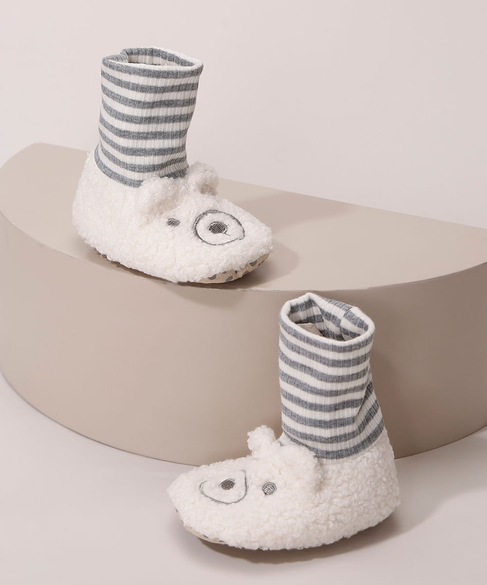 Pantufa Infantil de Ursinho Bege