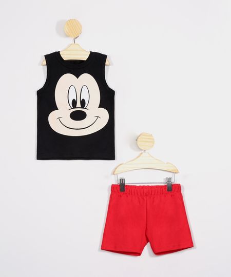 Conjunto-Infantil-Mickey-de-Regata-Preta---Bermuda-Vermelho-9975698-Vermelho_1