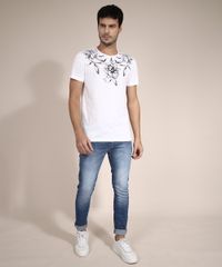 Camiseta-de-Algodao-Floral-Manga-Curta-Gola-Careca-Branca-9982574-Branco_3