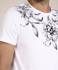 Camiseta-de-Algodao-Floral-Manga-Curta-Gola-Careca-Branca-9982574-Branco_5