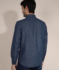 Camisa-Jeans-Comfort-Estampada-Xadrez-com-Bolso-Manga-Longa-Azul-Escuro-9973872-Azul_Escuro_2