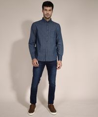 Camisa-Jeans-Comfort-Estampada-Xadrez-com-Bolso-Manga-Longa-Azul-Escuro-9973872-Azul_Escuro_3