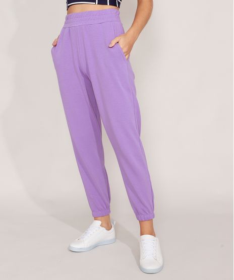 Calca-Jogger-de-Moletom-Basica-com-Bolsos-Cintura-Media-Lilas-9981595-Lilas_1