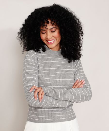 Sueter-de-Trico-Basico-Listrado-Canelado-Decote-Redondo-Cinza-Mescla-Escuro-9804578-Cinza_Mescla_Escuro_1 Sueter-de-Trico-Basico-Listrado-Canelado-Decote-Redondo-Cinza-Mescla-Escuro-9804578-Cinza_Mescla_Escuro_1