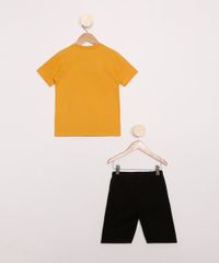Conjunto-Infantil-de-Camiseta-Manga-Curta-Garfield-Mostarda---Bermuda-Preto-9979122-Preto_3