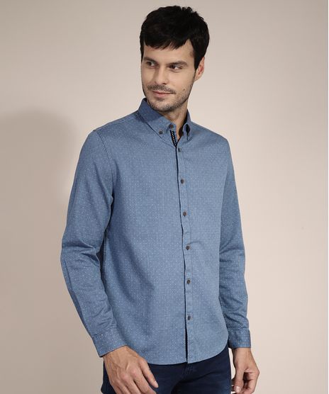 Camisa-de-Algodao-Comfort-Estampada-de-Poa-Manga-Longa-Azul-9915911-Azul_1