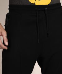 Calca-de-Moletom-Relaxed-com-Bolsos-de-Ziper-Preta-9975190-Preto_4