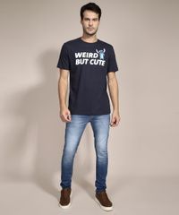 Camiseta-Stitch--Weird-But-Cute--Manga-Curta-Gola-Careca-Azul-Marinho-9989058-Azul_Marinho_3