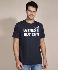Camiseta-Stitch--Weird-But-Cute--Manga-Curta-Gola-Careca-Azul-Marinho-9989058-Azul_Marinho_6