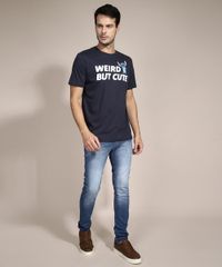 Camiseta-Stitch--Weird-But-Cute--Manga-Curta-Gola-Careca-Azul-Marinho-9989058-Azul_Marinho_7