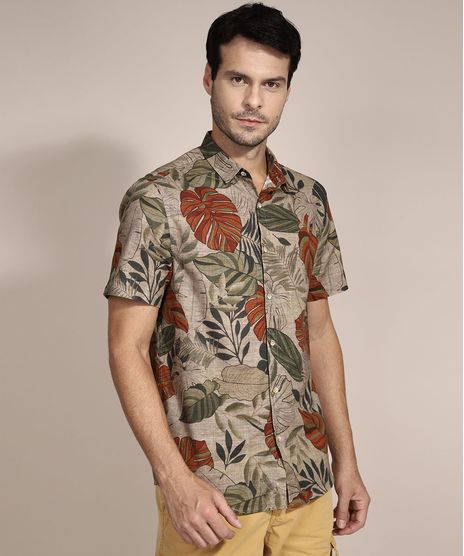 Camisa-Tradicional-de-Algodao-Estampada-de-Folhagem-Manga-Curta-Off-White-9985316-Off_White_1