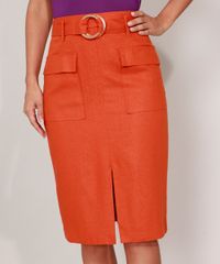 Saia-Lapis-de-Linho-com-Bolsos-e-Cinto-Midi-Laranja-9898391-Laranja_1