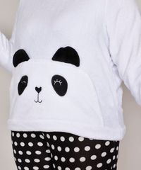 Pijama-Manga-Longa-Plus-Size-Panda-com-Fleece-e-Poa-Branco-9974571-Branco_4