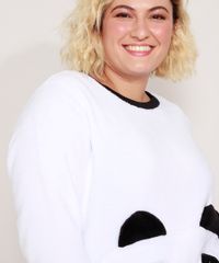 Pijama-Manga-Longa-Plus-Size-Panda-com-Fleece-e-Poa-Branco-9974571-Branco_6