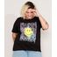 Camiseta-de-Algodao-Plus-Size-Smiley-Grafite-Manga-Curta-Decote-Redondo-Preta-9982639-Preto_1