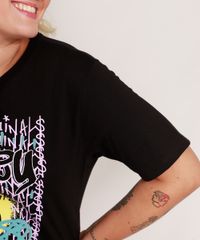 Camiseta-de-Algodao-Plus-Size-Smiley-Grafite-Manga-Curta-Decote-Redondo-Preta-9982639-Preto_5