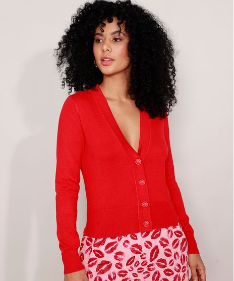 Cardigan-de-Trico-Basico-Decote-V-Vermelho-9804665-Vermelho_1