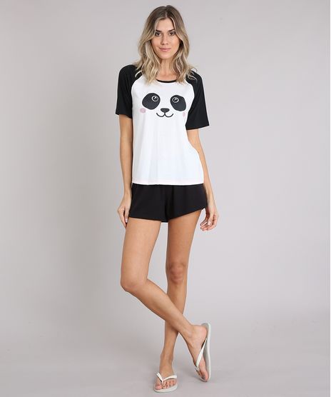 Pijama-Feminino-com-Estampa-de-Panda-Raglan-Manga-Curta-Off-White-9007200-Off_White_1