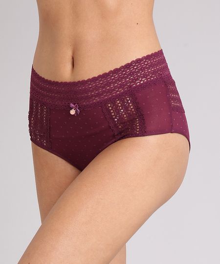 Calcinha-Feminina-Alta-Hot-Pant-em-Tule-com-Renda-Vinho-9064405-Vinho_1 Calcinha-Feminina-Alta-Hot-Pant-em-Tule-com-Renda-Vinho-9064405-Vinho_1