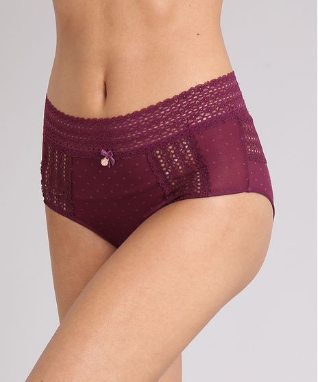 Calcinha-Feminina-Alta-Hot-Pant-em-Tule-com-Renda-Vinho-9064405-Vinho_1