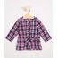 Camisa Infantil Estampada Xadrez Festa Junina Manga Longa Rosa Escuro