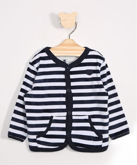Cardigan-Infantil-de-Plush-Listrado-com-Bolso-Azul-Marinho-9972158-Azul_Marinho_1