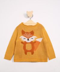 Sueter-Infantil-de-Trico-Raposa-Mostarda-9794883-Mostarda_1