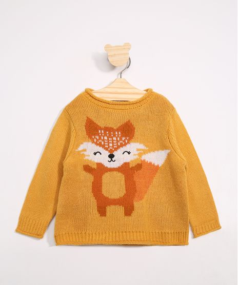 Sueter-Infantil-de-Trico-Raposa-Mostarda-9794883-Mostarda_1