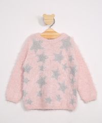 Sueter-Infantil-de-Trico-com-Pelo-Estampado-Estrelas-Rosa-9972427-Rosa_1
