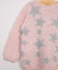 Sueter-Infantil-de-Trico-com-Pelo-Estampado-Estrelas-Rosa-9972427-Rosa_4