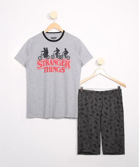 Pijama-Juvenil-Manga-Curta-Stranger-Things-Cinza-Mescla-9983633-Cinza_Mescla_1