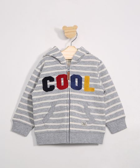 Jaqueta-Infantil-de-Moletom-Listrada--Cool--com-Capuz-Cinza-Mescla-9789001-Cinza_Mescla_1