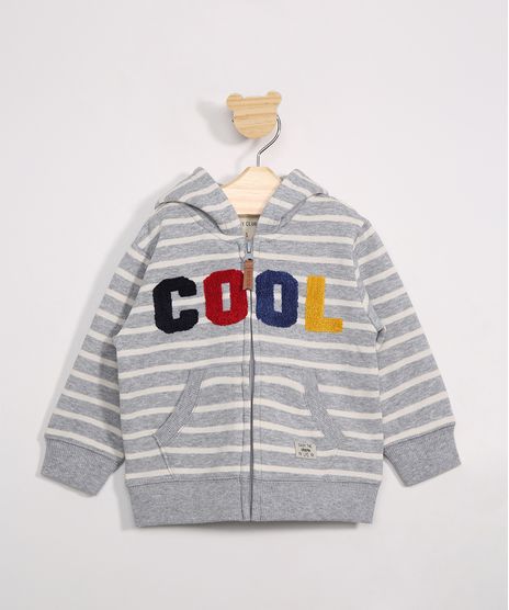 Jaqueta-Infantil-de-Moletom-Listrada--Cool--com-Capuz-Cinza-Mescla-9789001-Cinza_Mescla_1