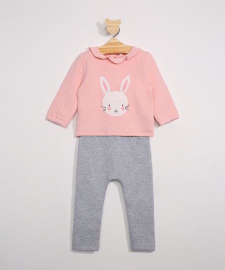 Conjunto-Infantil-de-Blusa-Coelhinho-Manga-Longa-Rosa-Claro---Calca-de-Moletom-Cinza-Mescla-9842853-Cinza_Mescla_1