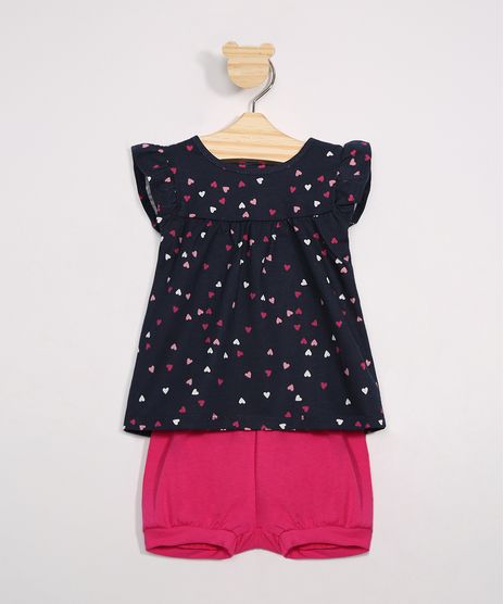 Conjunto-Infantil-Blusa-Estampada-de-Coracoes-Manga-Curta-Azul-Marinho---Short-Balone-Pink-9967583-Pink_1