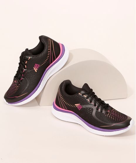 Tenis-Feminino-Esportivo-Ace-Texturizado-com-Estampa-Degrade-Preto-9984063-Preto_1