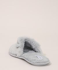 Pantufa-Feminina-de-Pelucia-com-Bordado-Coelho-Oneself-Cinza-9967076-Cinza_5